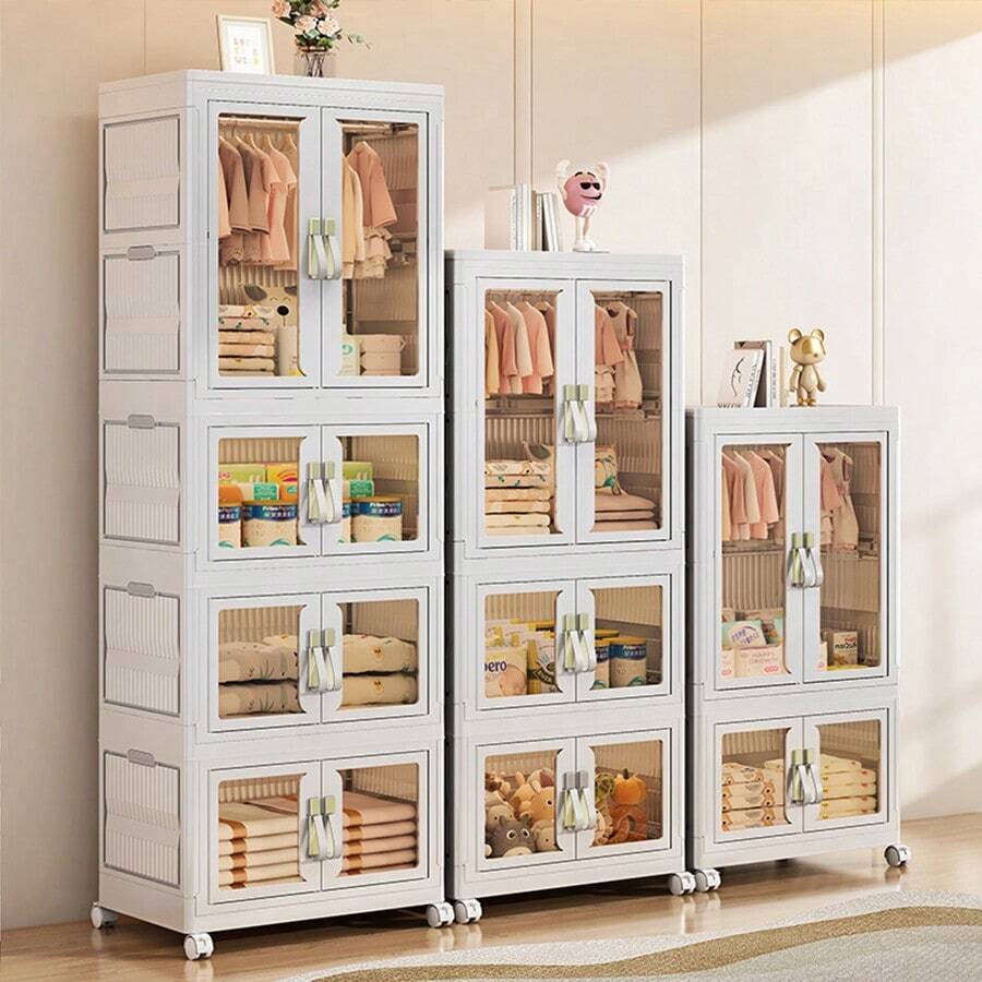 Armadietto Portatile in Plastica con ante in Vetro