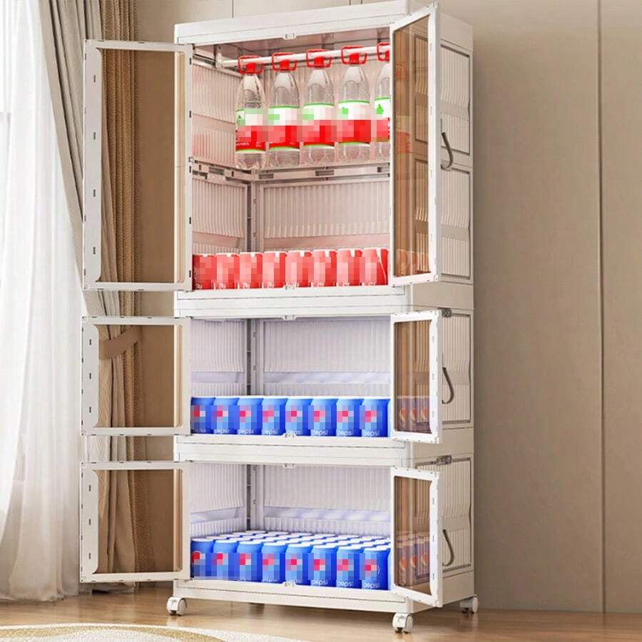 Armadietto Portatile in Plastica con ante in Vetro
